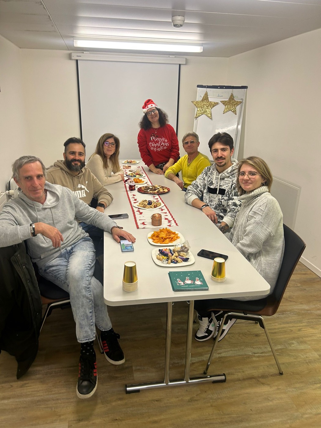 A German class celebrating together